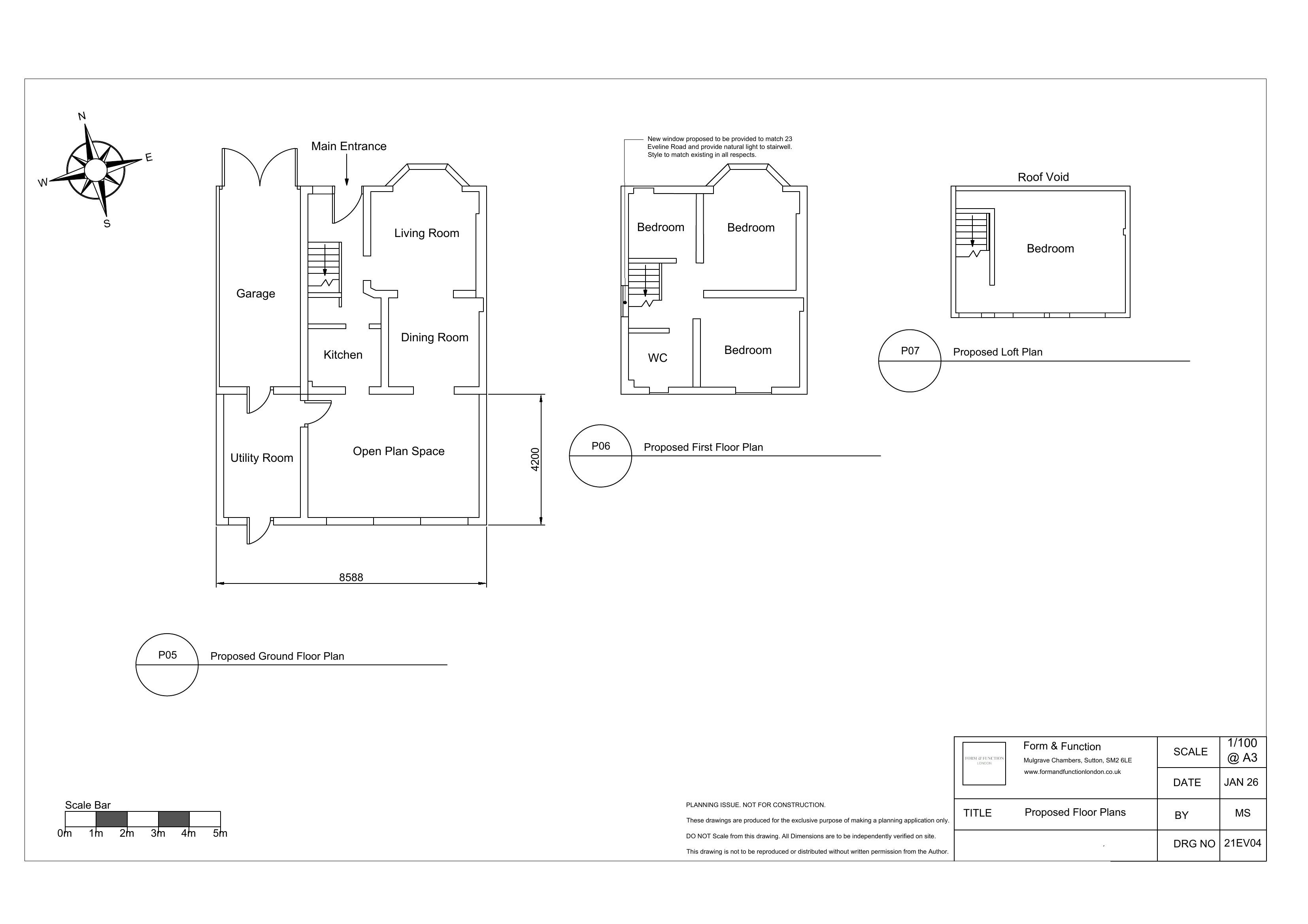 Proposed floor plans for the rear and side extension